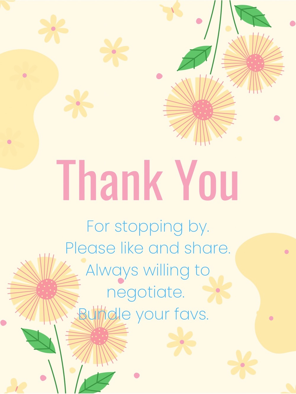 Floral Thank You Wall Art Print - Pink & Cream